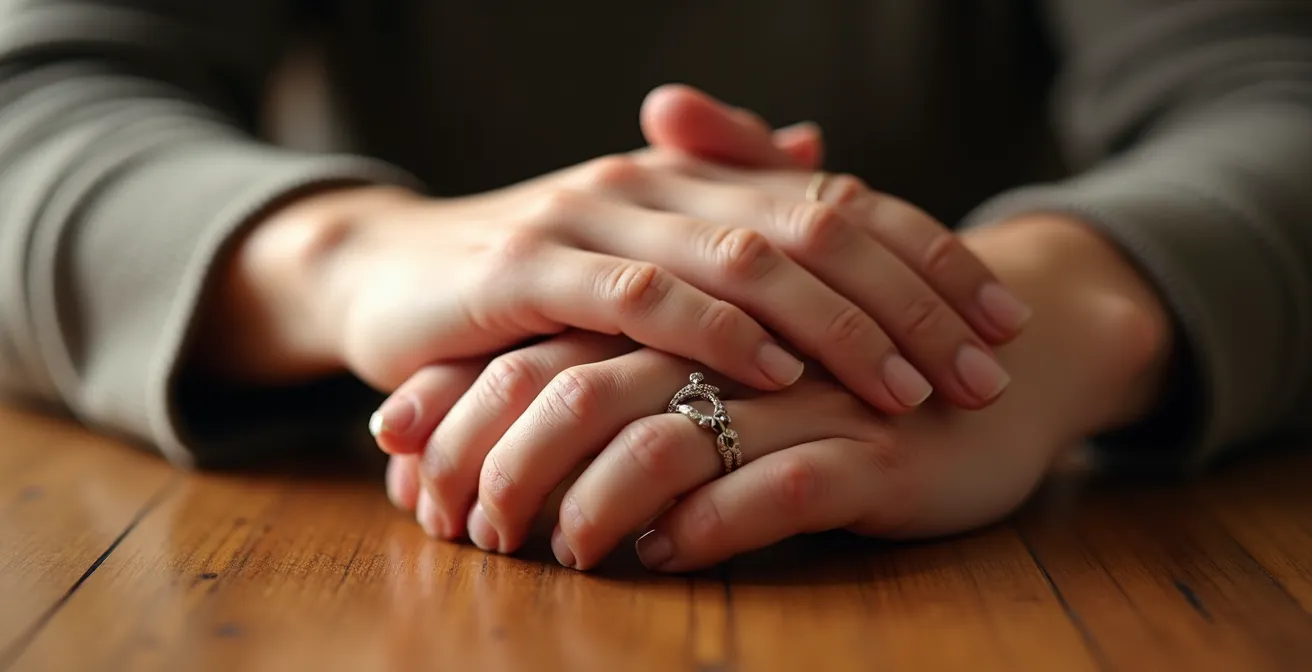 Close-up of supportive hand gesture during coaching session