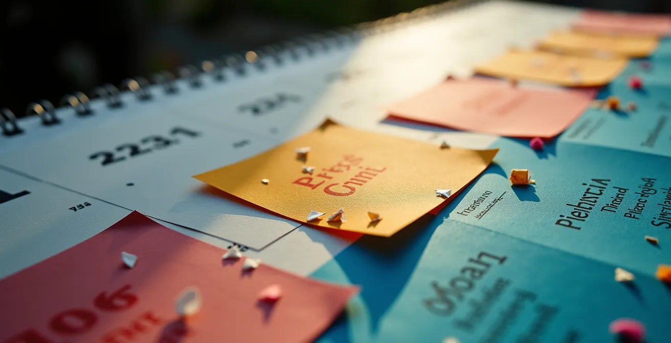 Calendar pages showing progression of smoke-free milestones over time