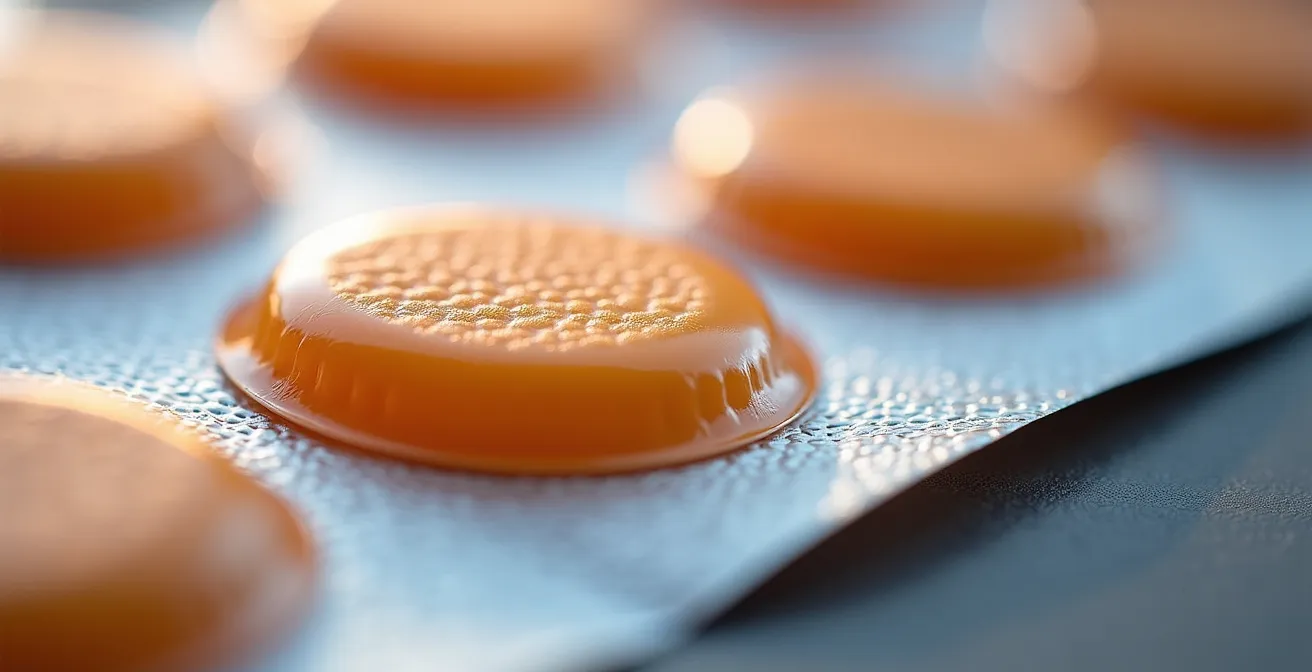 Extreme close-up macro shot of nicotine patch texture showing time-release membrane