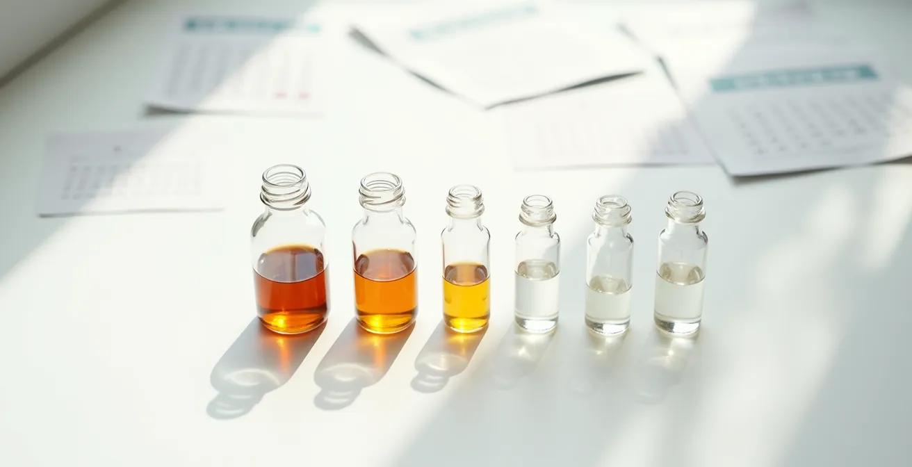 Minimalist arrangement showing gradual nicotine level reduction over time
