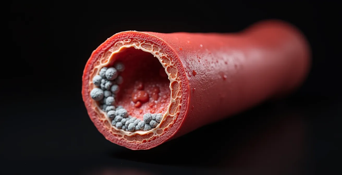 Macro visualization of soft vulnerable plaque formation in artery cross-section