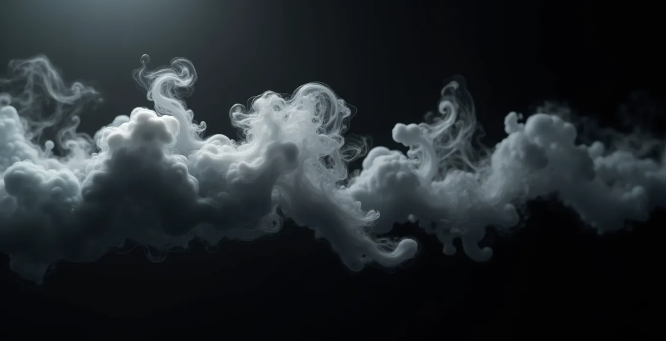 Macro photography of vapor cloud density differences